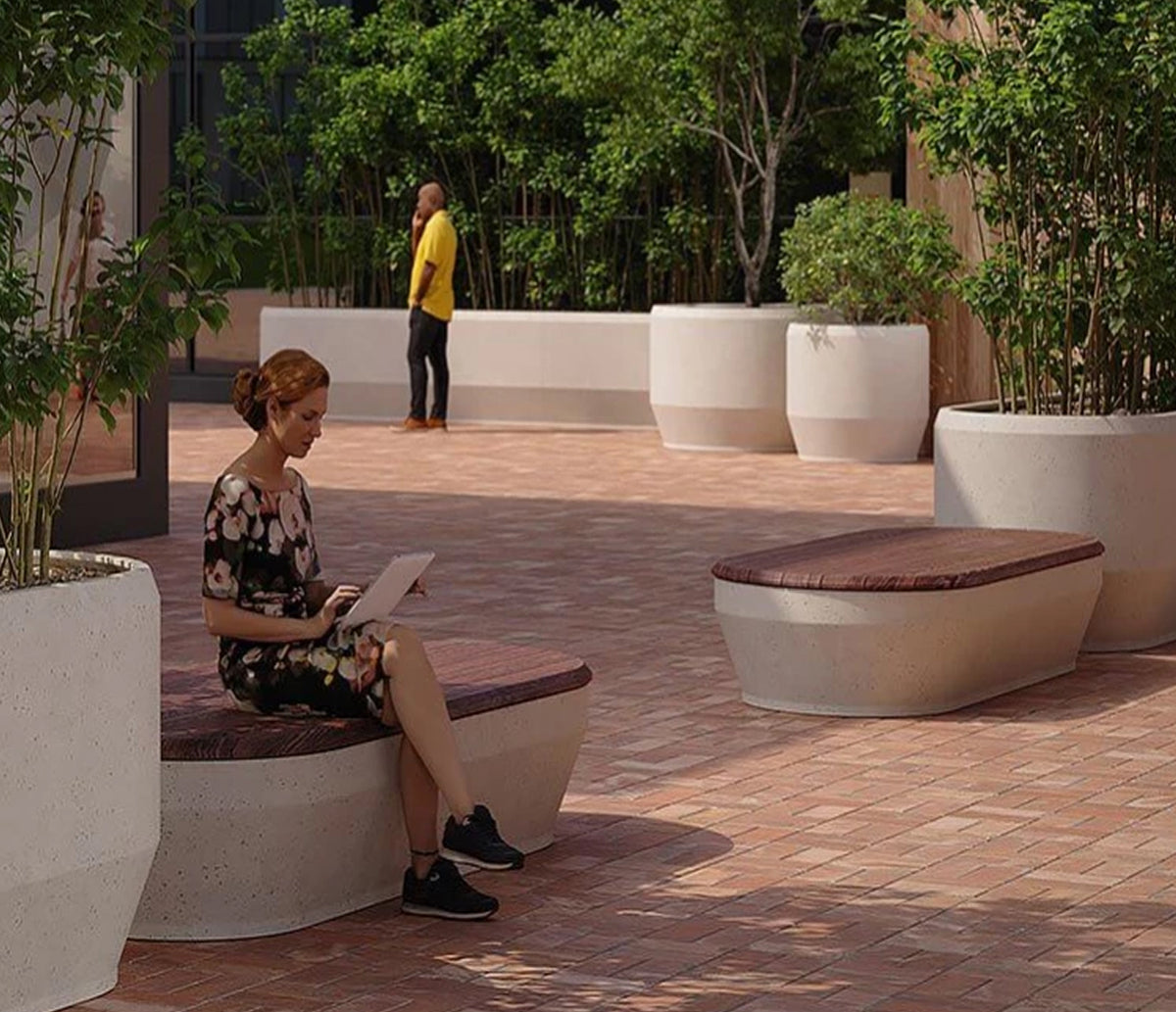 Paso seating in an outdoor gathering space